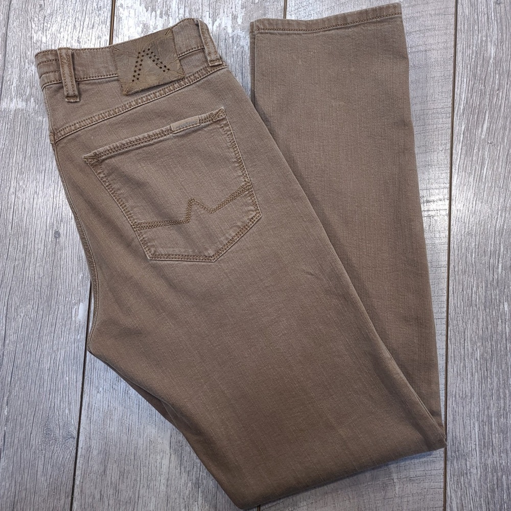 Alberto Pipe Pants Mens Size 33x32 Brown Regular Slim Fit Overdyed Twill